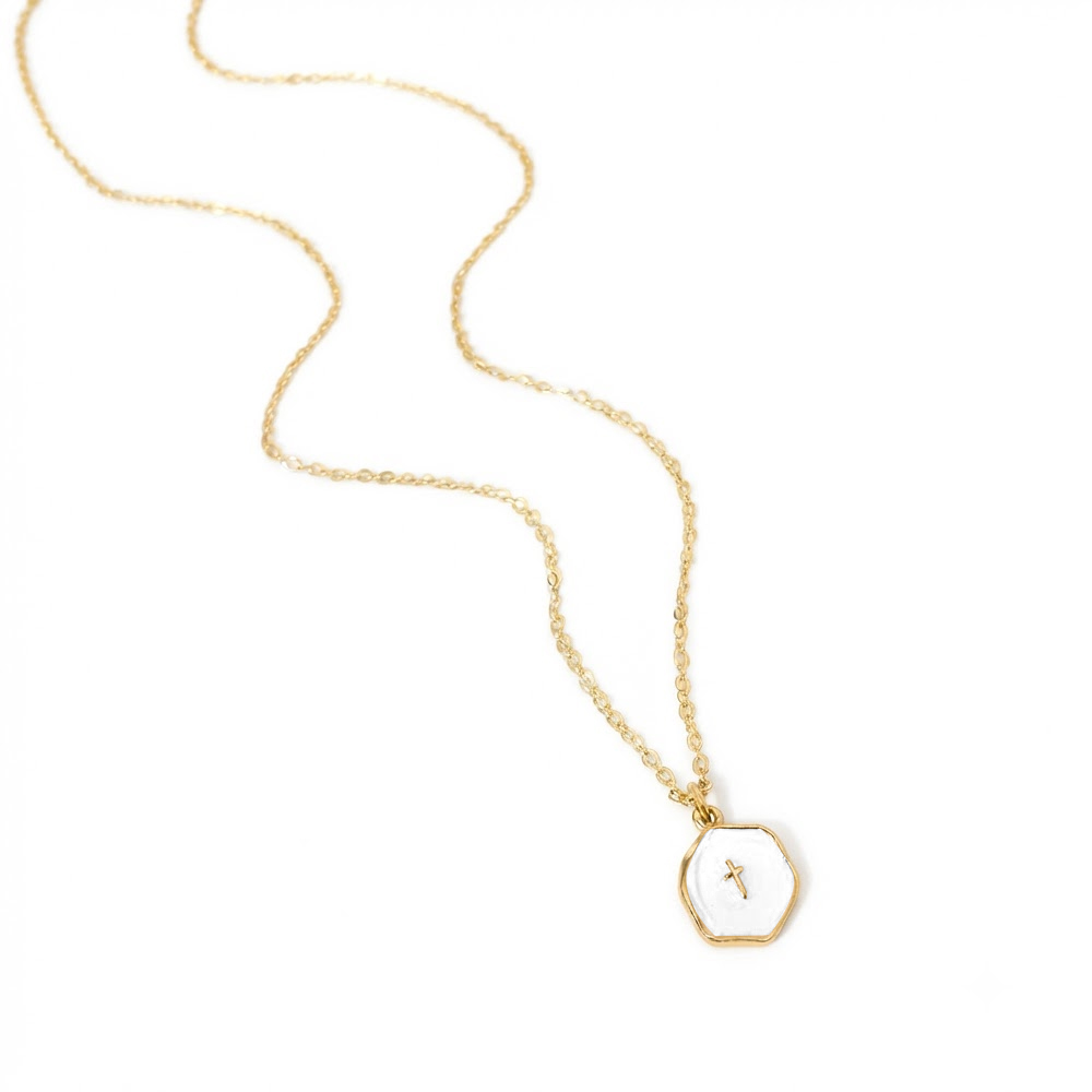 7 Minimal Cross Disc Pendant Necklace - Image 1