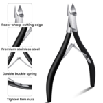 Black handle stainless steel sharp cuticle nipper with double spring for nail cuticle trimming