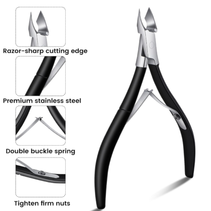Black handle stainless steel sharp cuticle nipper with double spring for nail cuticle trimming