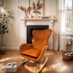 1pcs Yellow Fabric Rocking Chair - Image 5