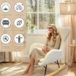 1pcs Cream Modern High Back Rocking Chair - Image 4