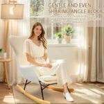 1pcs Cream Modern High Back Rocking Chair - Image 3