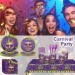 Mardi Gras Disposable Party Tableware Set - Image 4