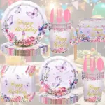Purple Butterfly Birthday Tableware Set - Image 6