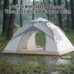 Light gray dome pop up camping tent with removable rain cover for family outdoor camping and overnight hiking trips
