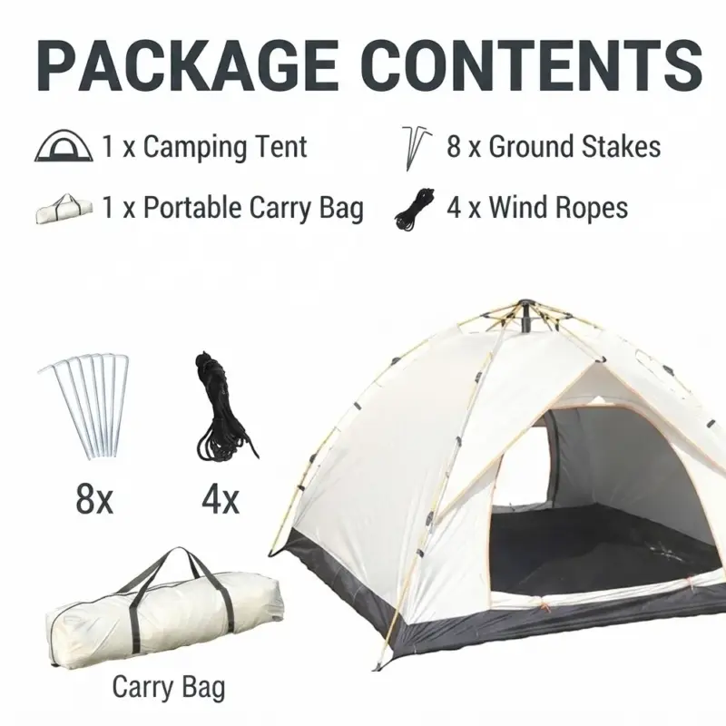 Beige black bottom automatic pop up camping tent for family outdoor camping and field overnight travel